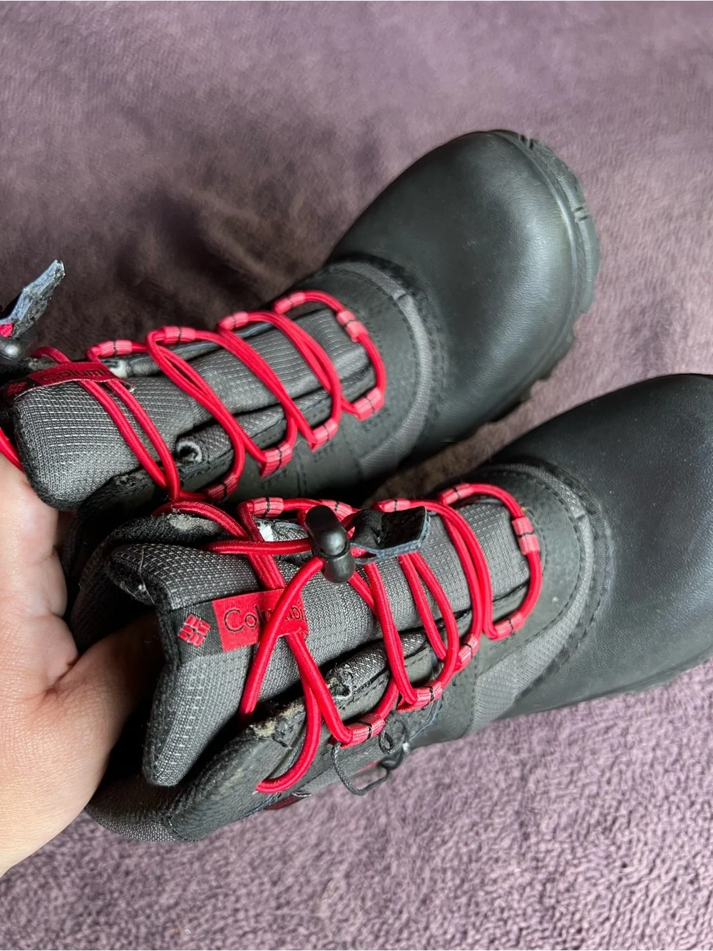 Columbia Youth Rope Tow III Waterproof Boots - Black and Red Size 2